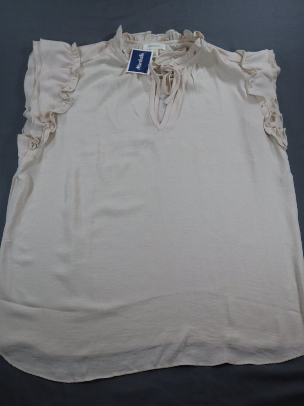 Tamara H Size L Women's Cream Color Ruffle Front Tie Casual Blouse